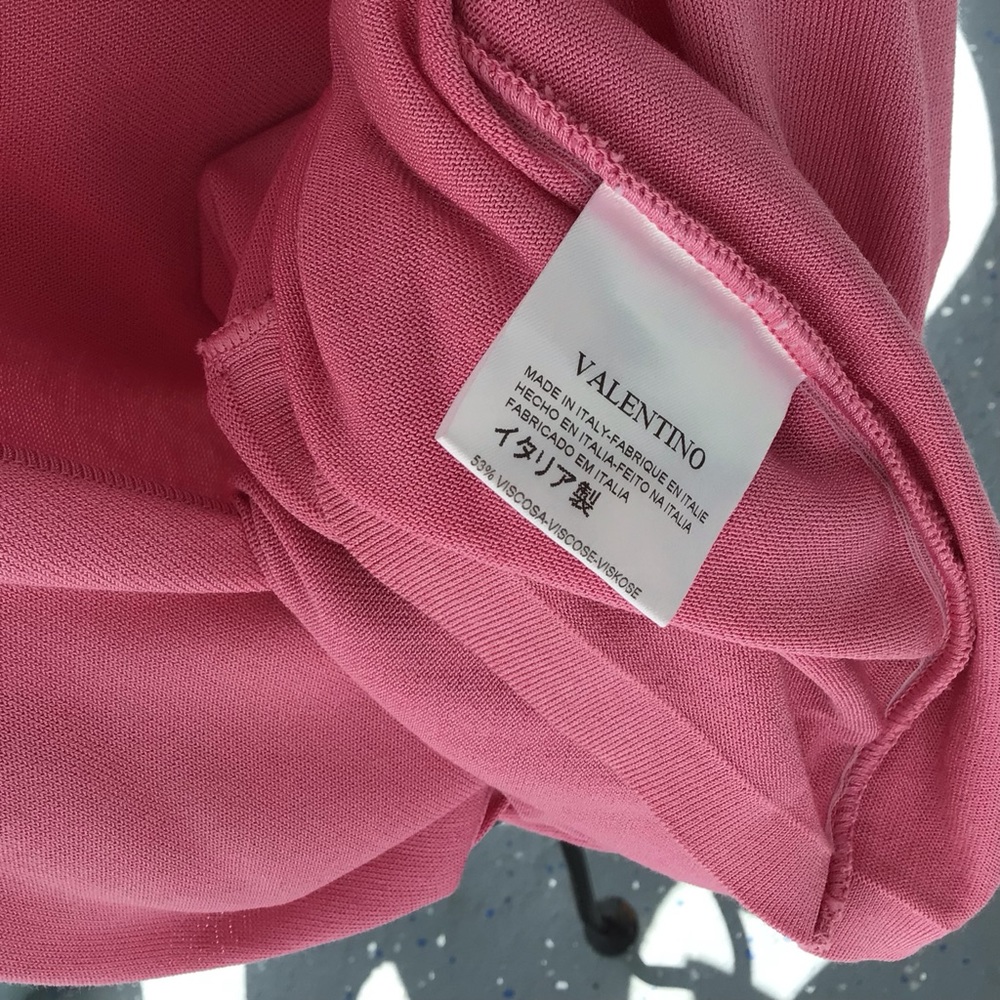 Valentino Sleeveless Sweet Pink Deep Plunge V-Neck Top with Bow Accent - Picture 8 of 11